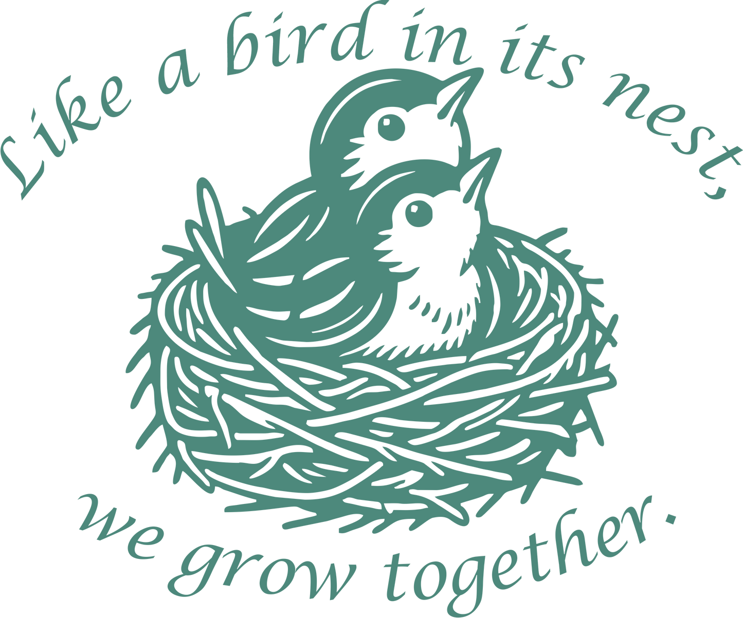 Green Together We Grow decal – peaceful bird nest wall quote