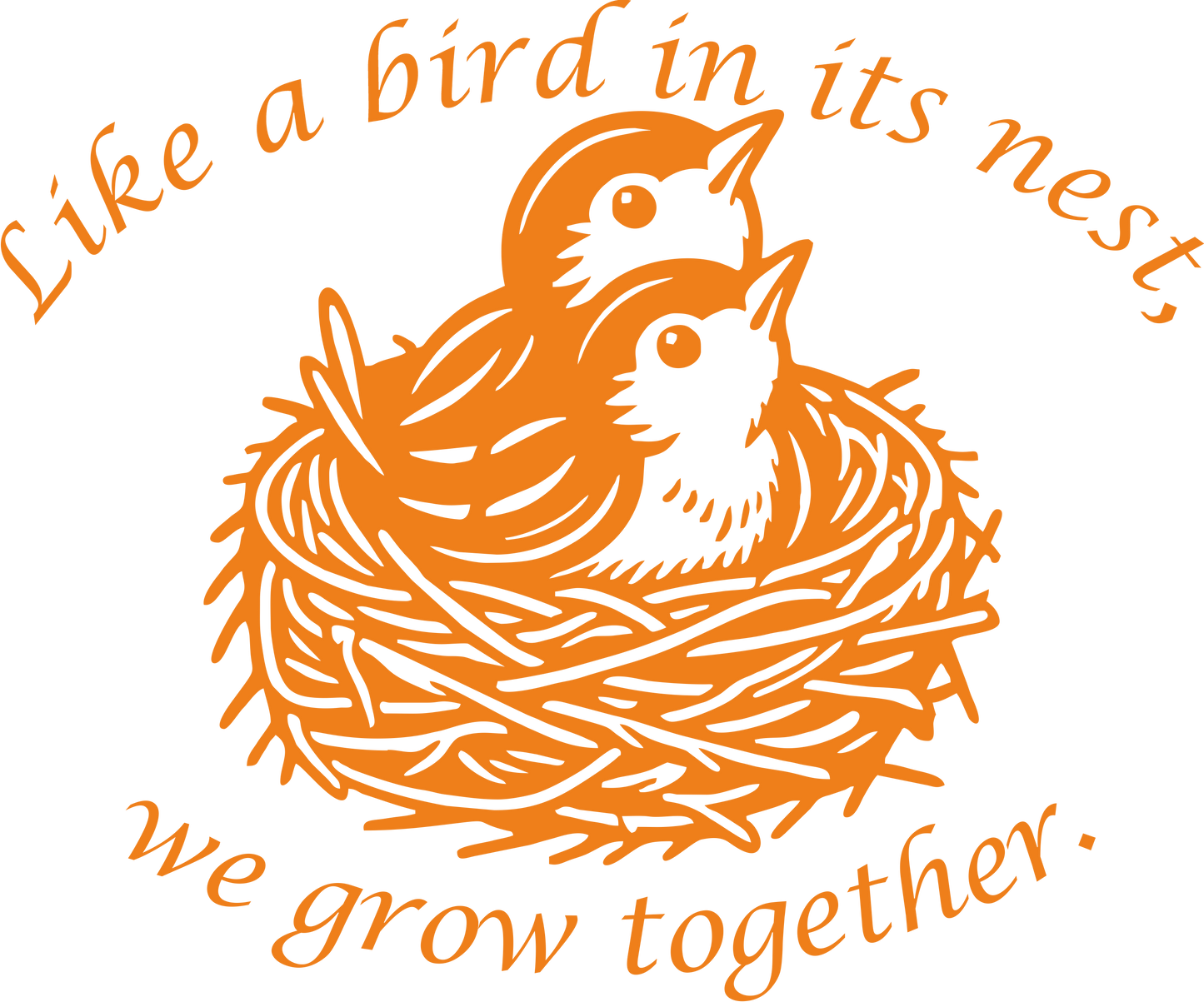 Orange Together We Grow sticker – cheerful vinyl quote for hallways