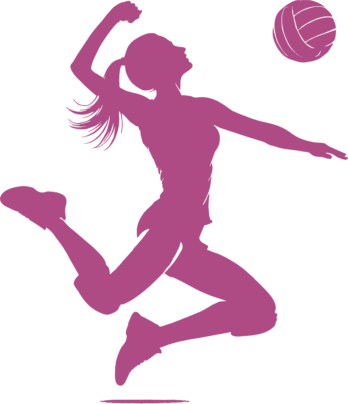 Volleyball wall decal – Player spiking silhouette in purple, facing right – Vinyl sticker for sports-themed decor.