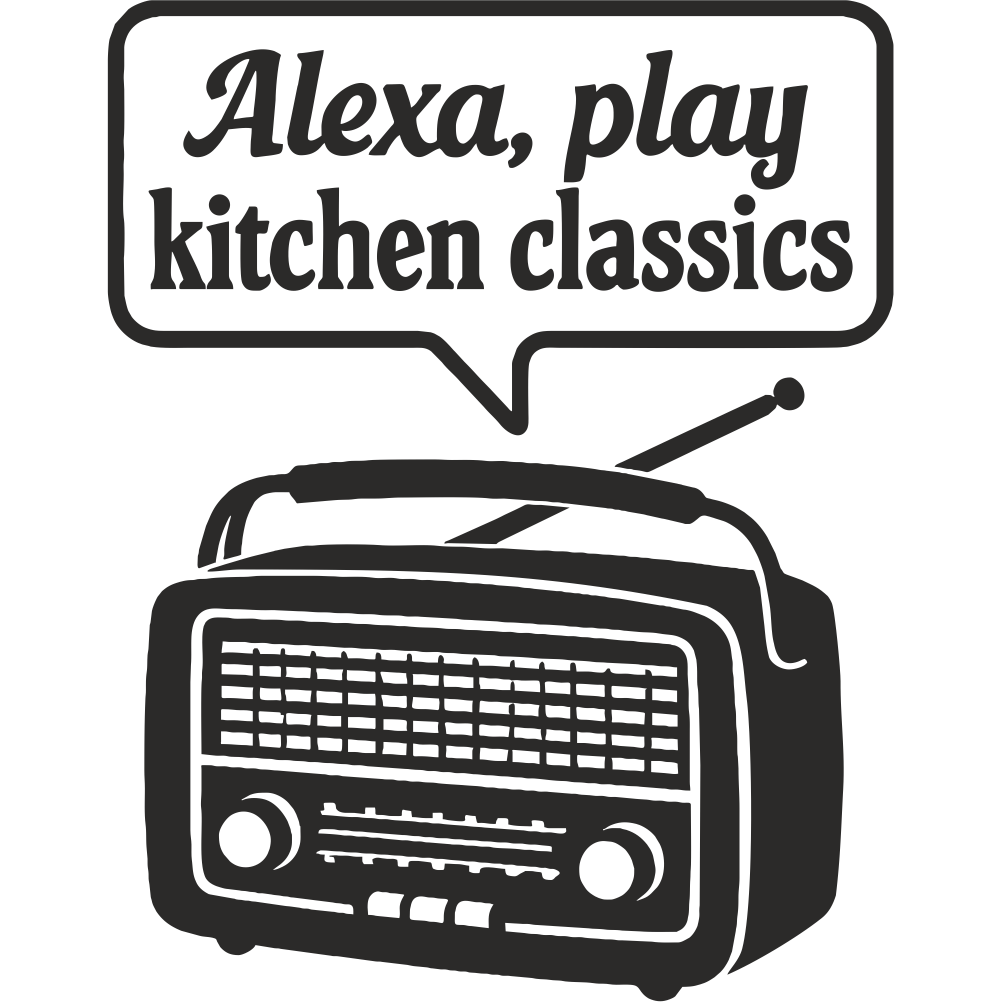 Alexa Radio retro kitchen wall decal design – vintage radio illustration vinyl wall sticker
