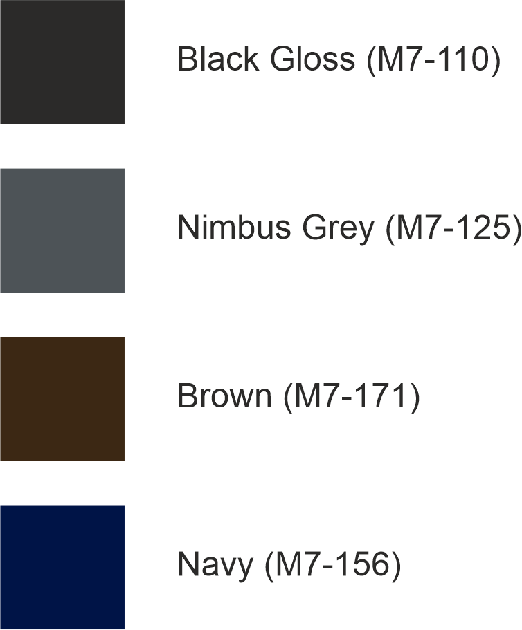 Ammonite wall decal colour options – black, grey, brown and navy vinyl
