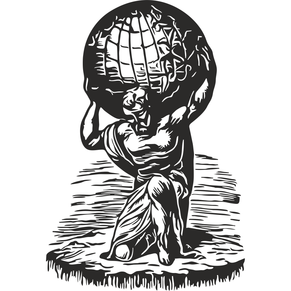 Atlas sculpture wall decal classical figure holding globe detailed vinyl wall art