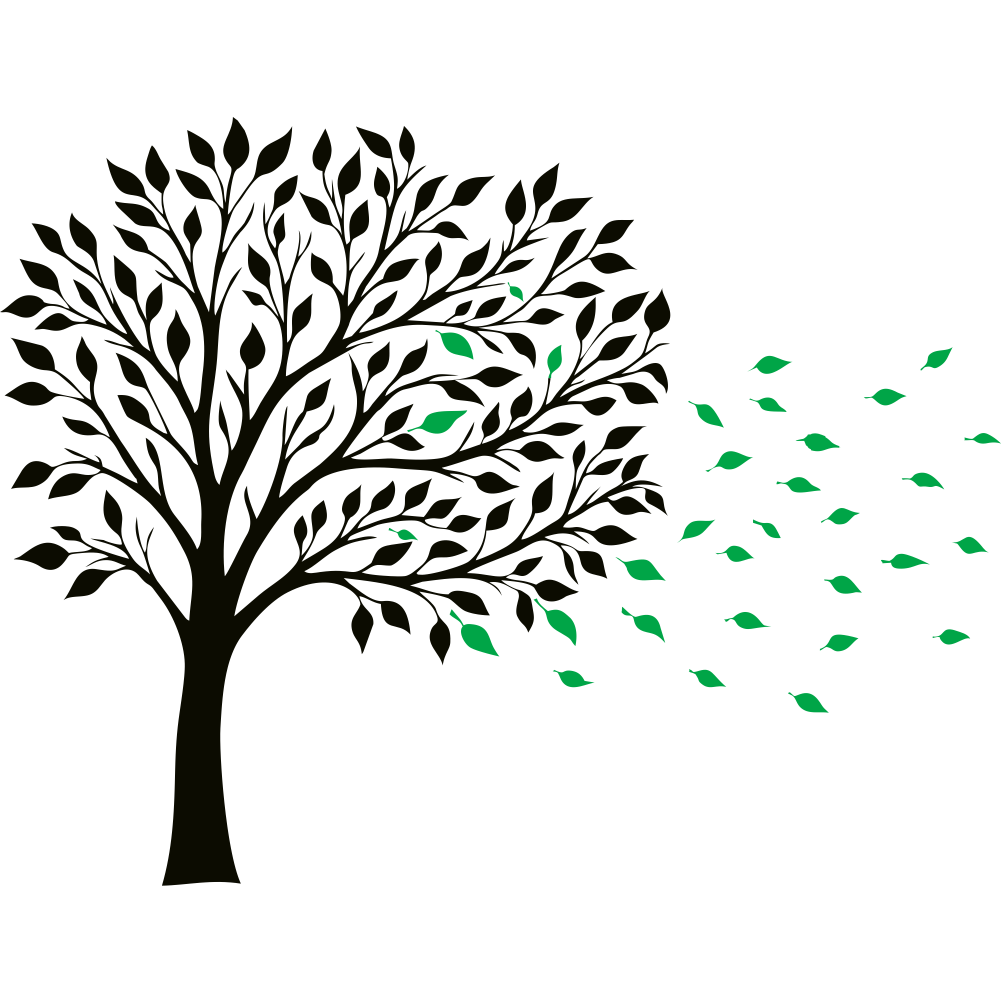 Autumn tree wall decal with falling leaves vinyl wall art