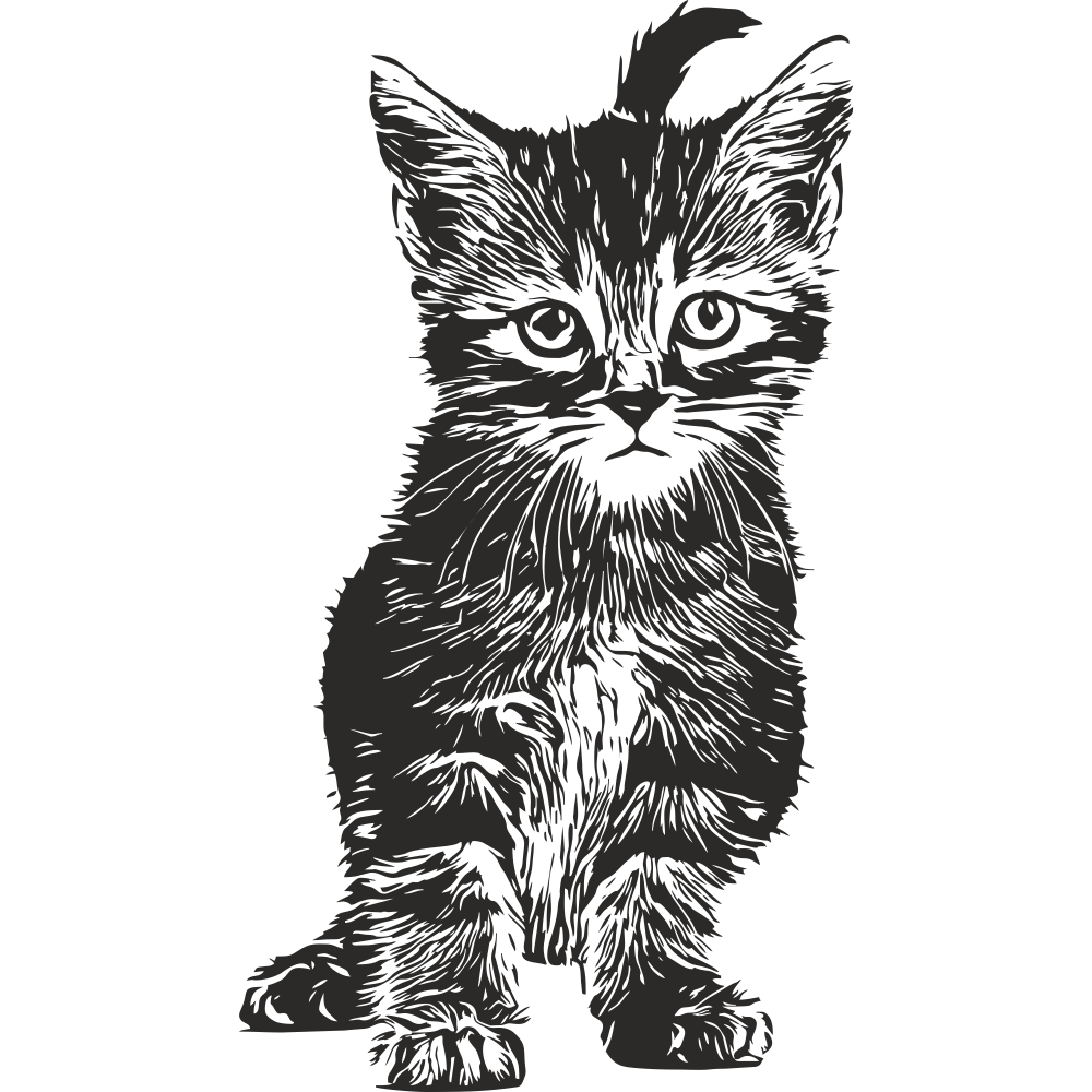 Kitten Wall Decal – Black Vinyl Sticker – Art Decals