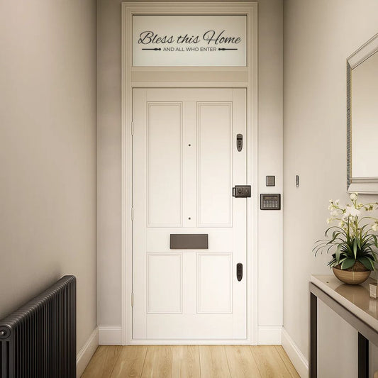 Bless this home wall decal in hallway entrance interior
