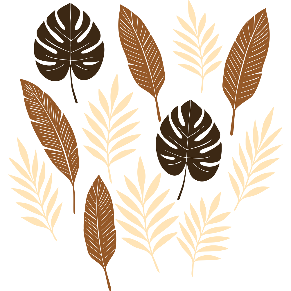 Botanical Leaf Mix wall decal set with assorted leaf shapes and natural arrangement