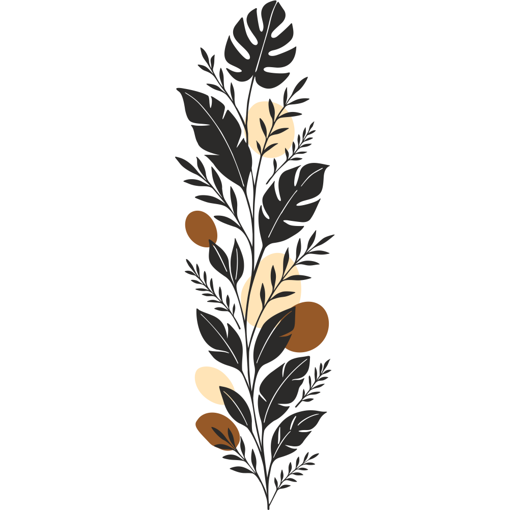 Botanical Vertical Leaves wall decal with tall vertical leaf composition