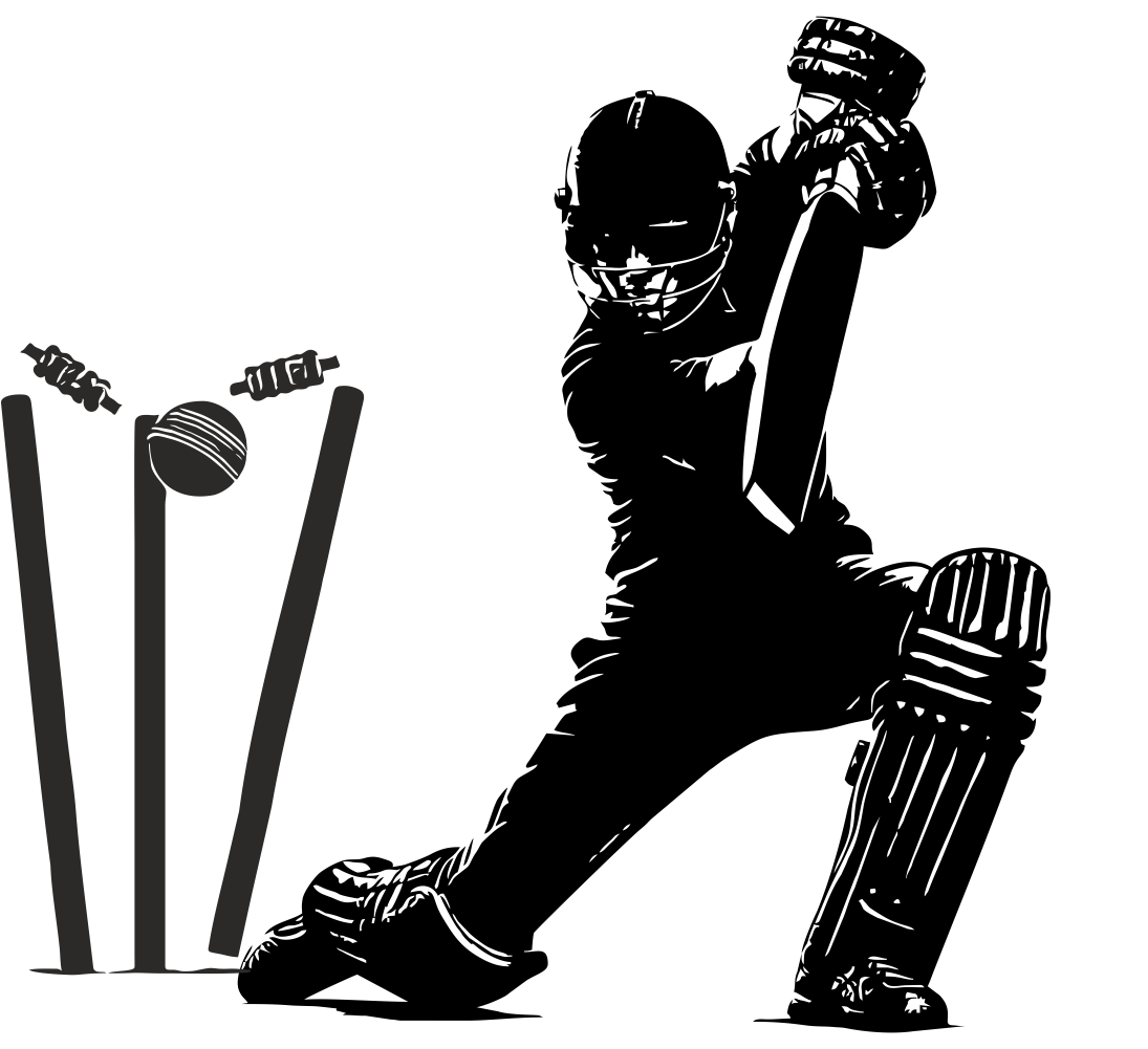 Cricket batsman vinyl wall decal design with wicket and ball