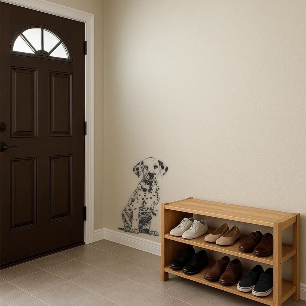 Dalmatian puppy wall decal applied in hallway – dog wall decor