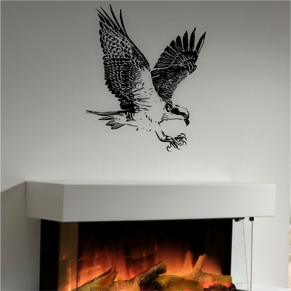 Eagle wall decal applied in living room – bird wall decor