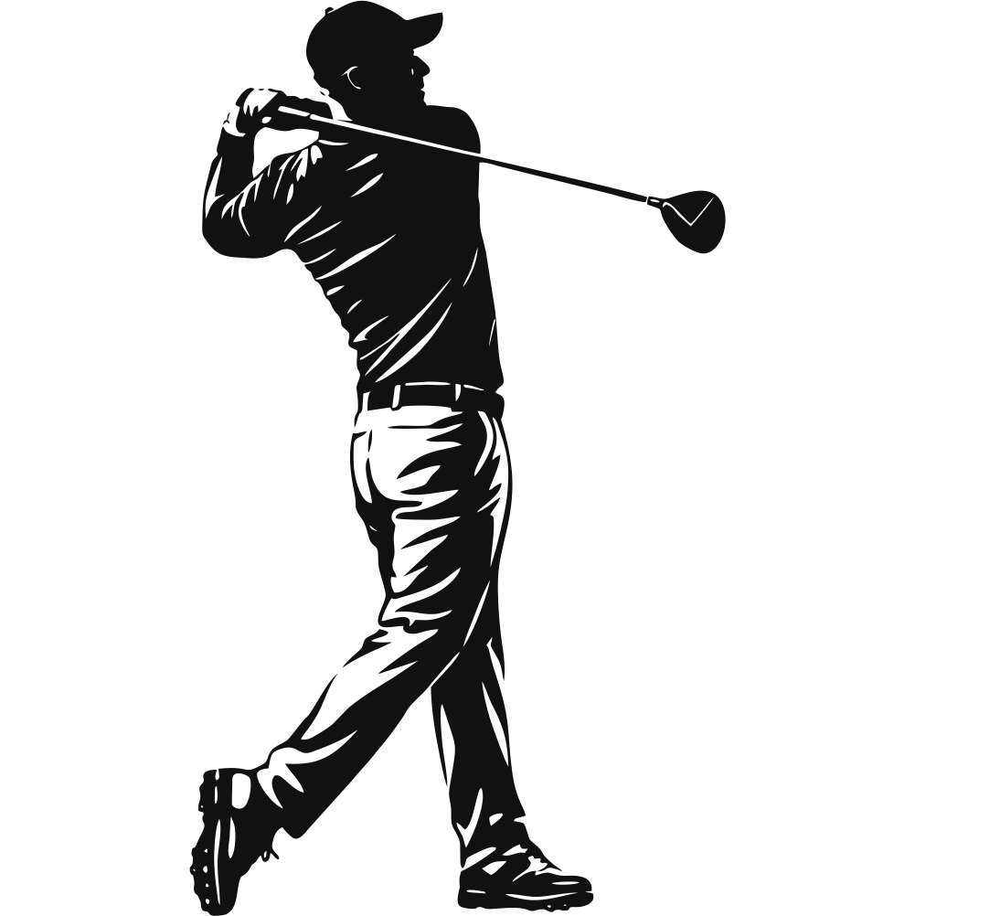 Detailed golfer swing wall decal design – dynamic golf wall art