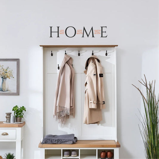 Home wall decal live well love much laugh often in hallway interior