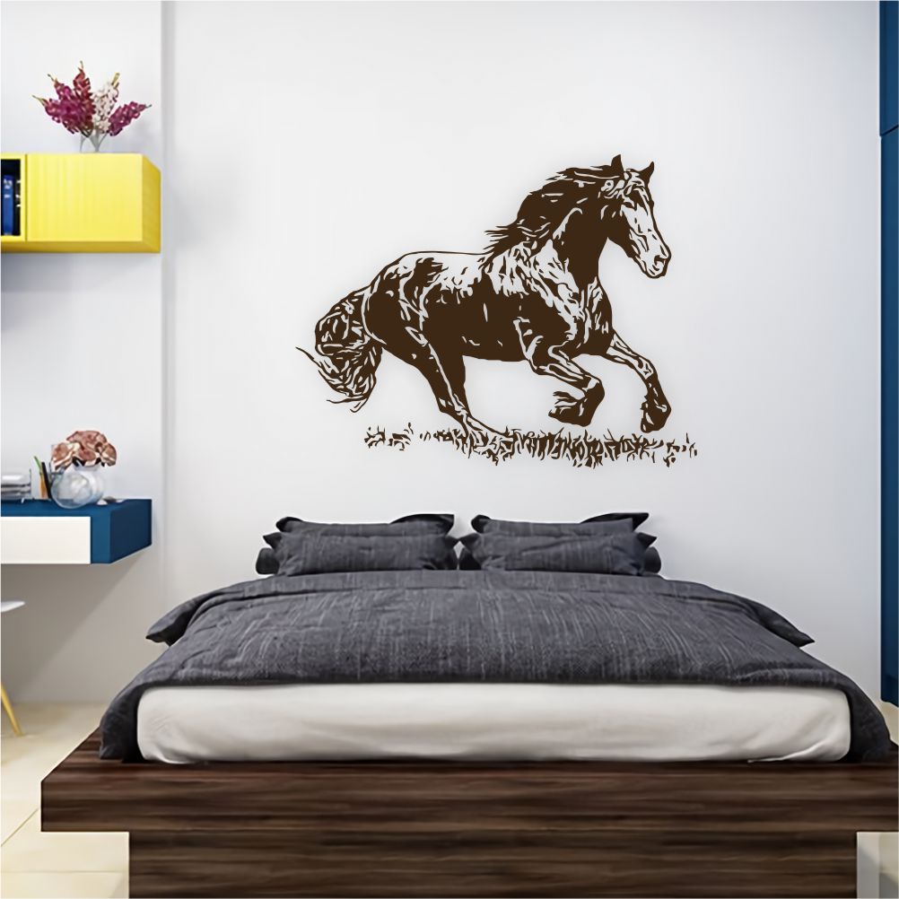 Horse wall decal applied in bedroom – farm animal wall decor