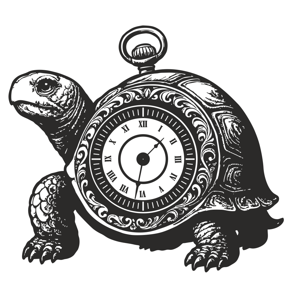 Hourglass wall decal turtle clock illustration vinyl wall art