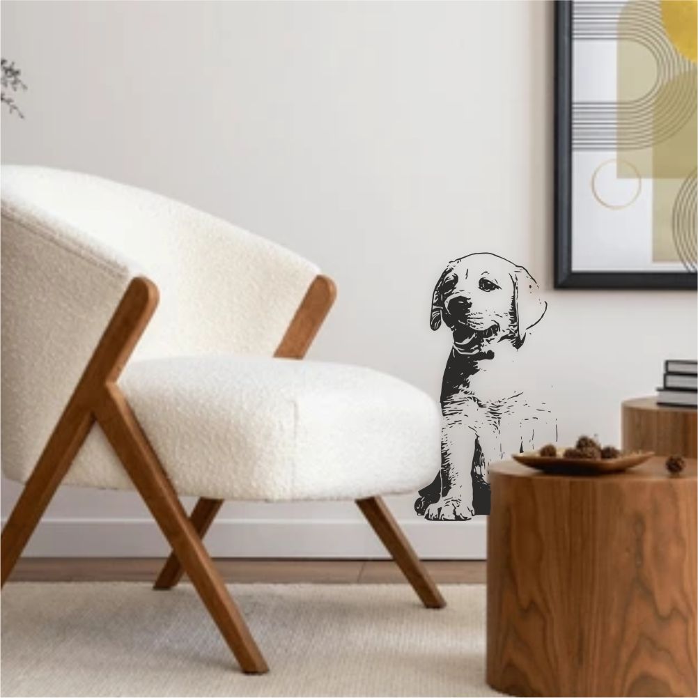 Labrador puppy wall decal applied in living room – dog wall decor