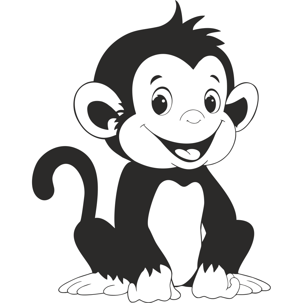 Monkey wall decal design in black – vinyl animal wall decal for kids
