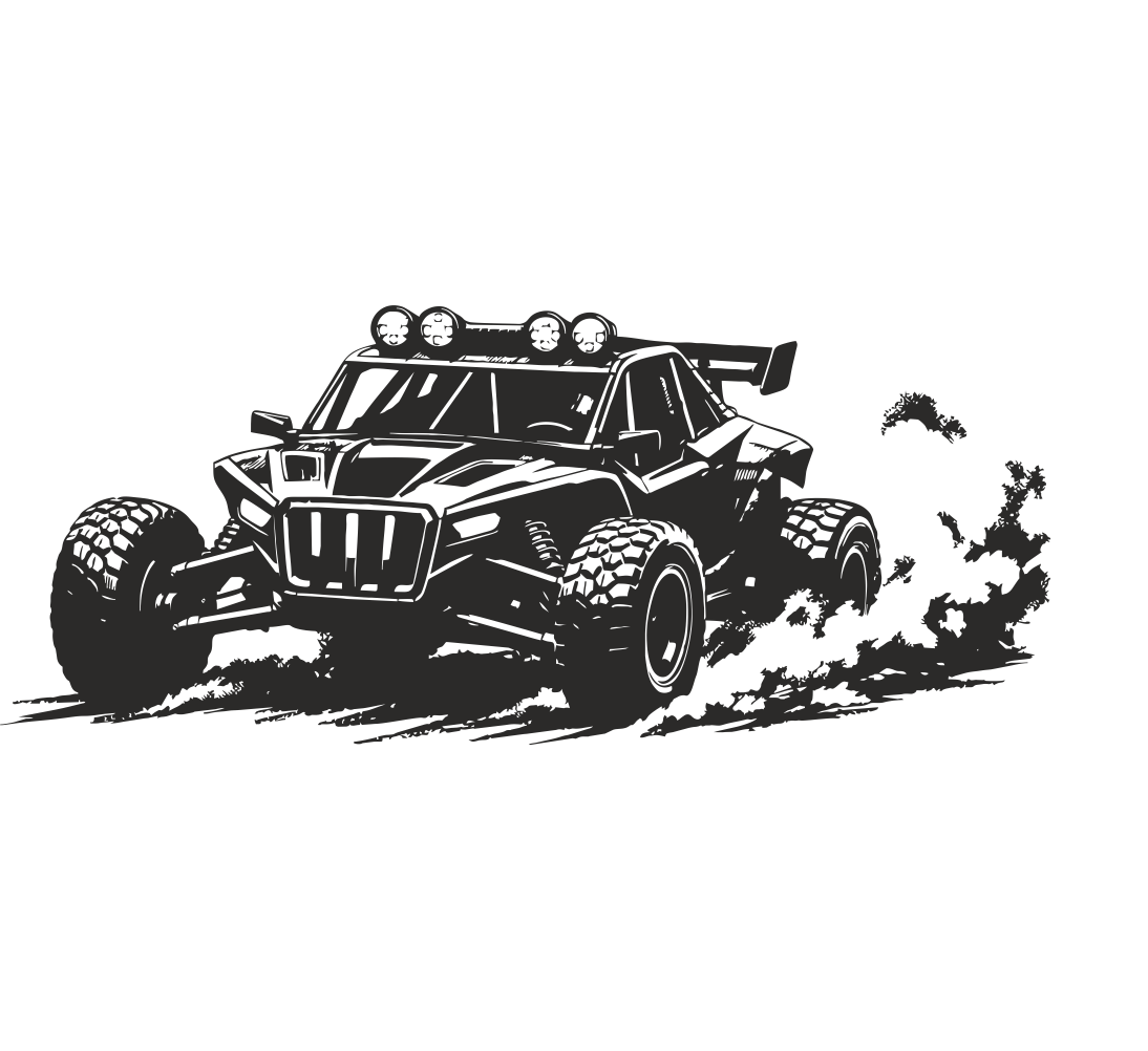 Off-road buggy wall decal desert rally silhouette – dynamic motorsport vinyl wall art
