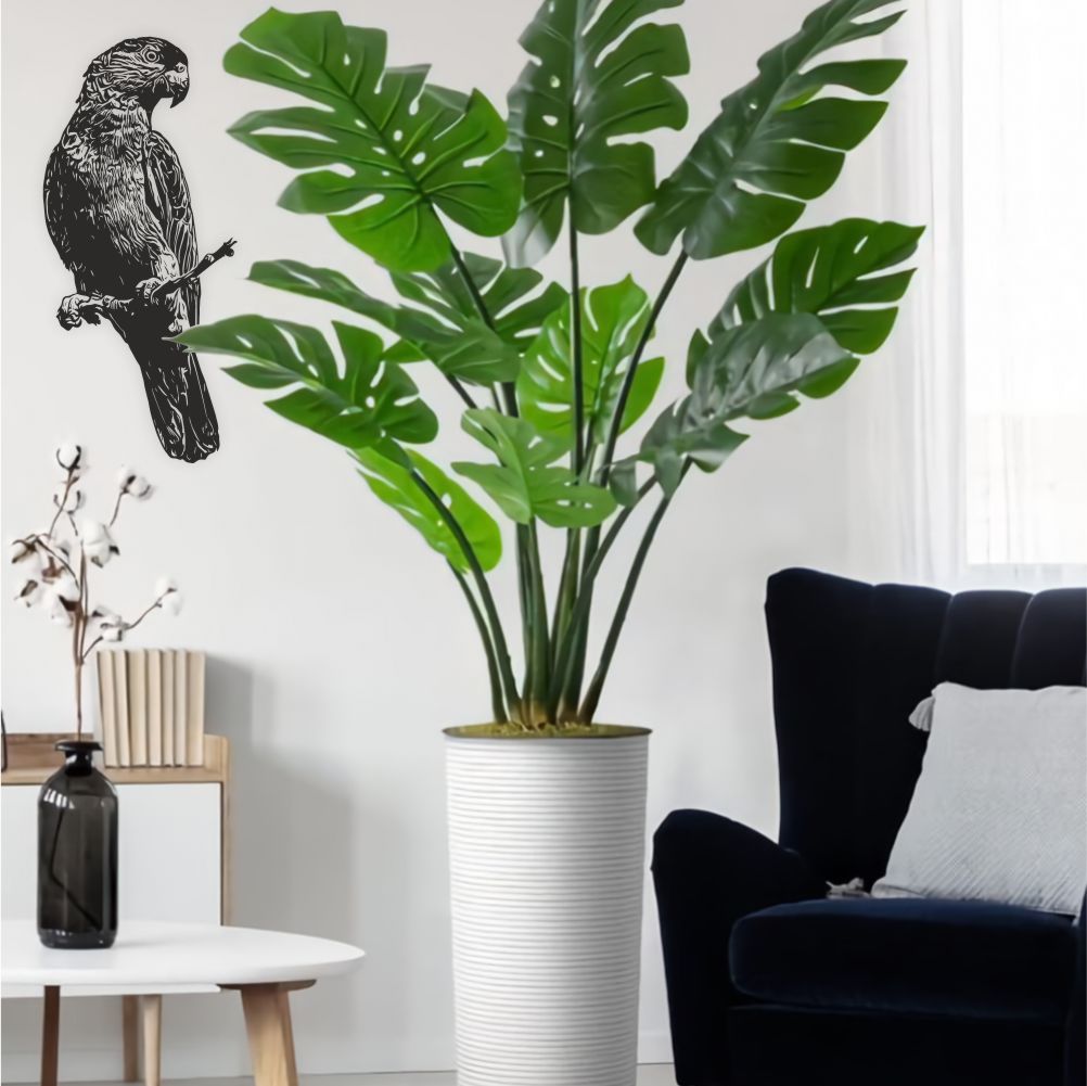 Parrot wall decal applied in living room – bird wall decor