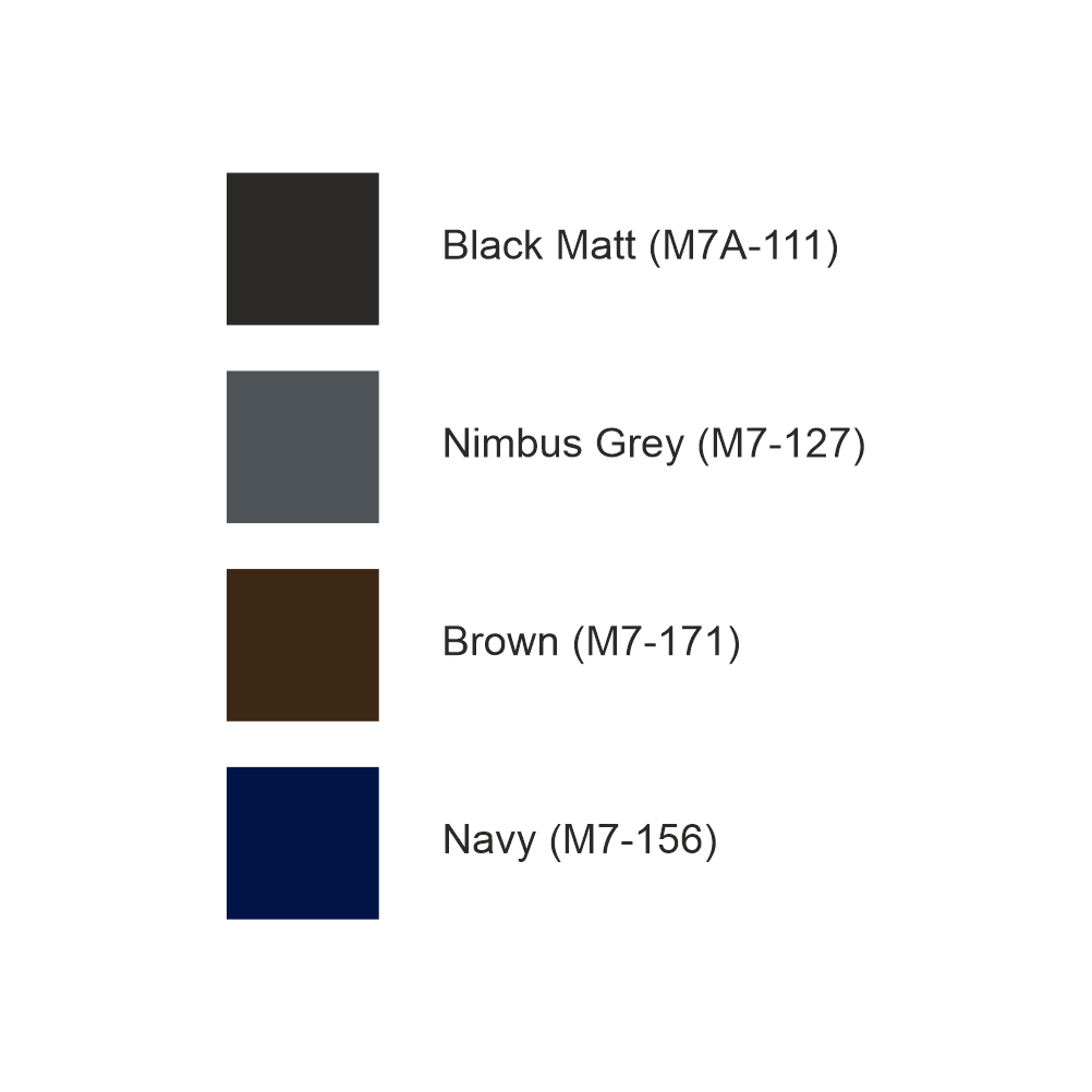 Available colours for skateboard wall decal – black, grey, brown and navy vinyl options