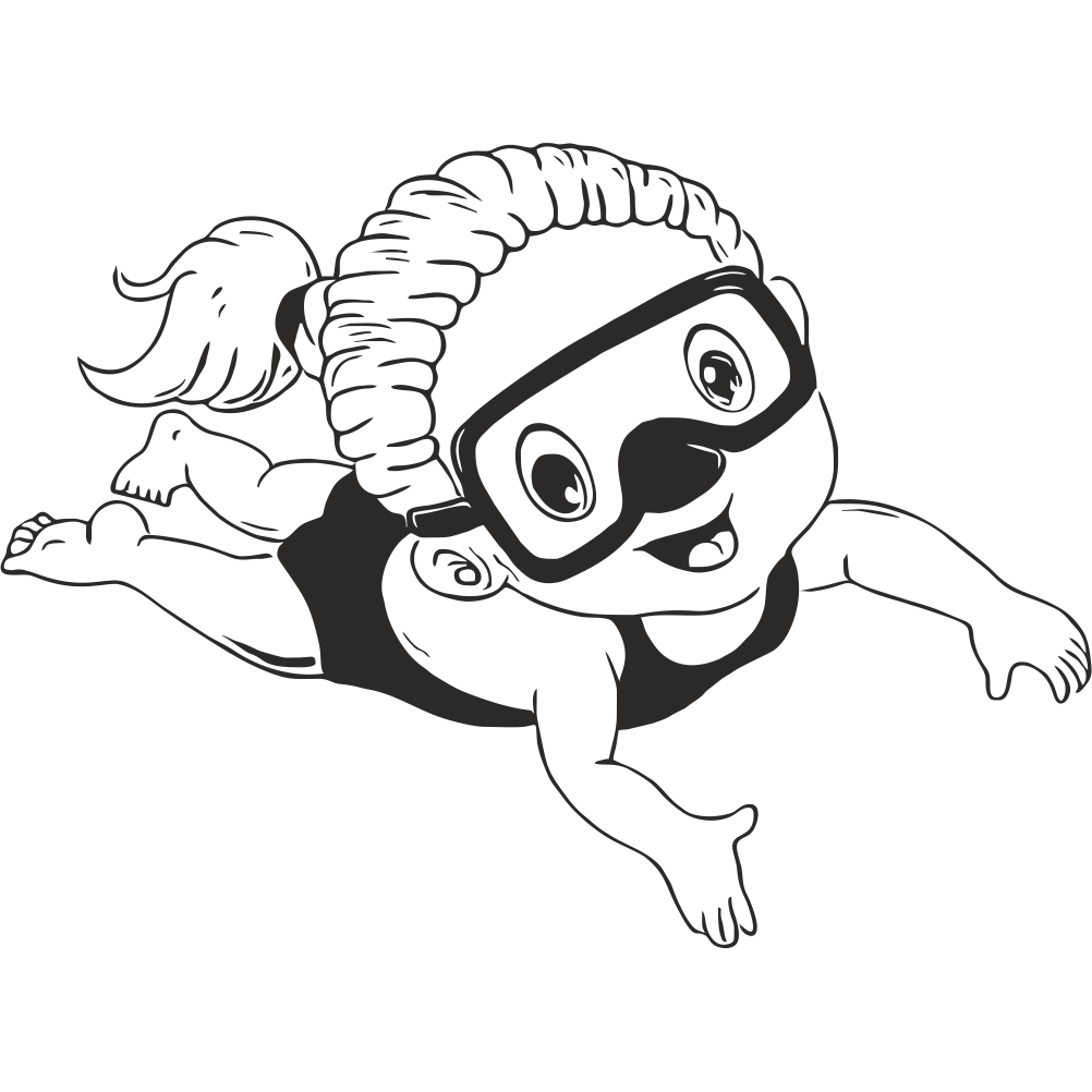 Small diver girl wall decal design – vinyl wall decal for kids