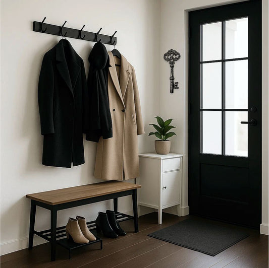 Vintage ornamental key wall decal in elegant hallway interior