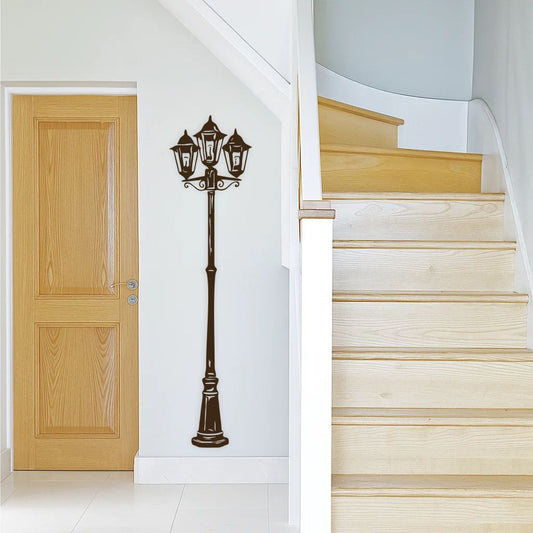 Vintage street lamp wall decal in hallway interior